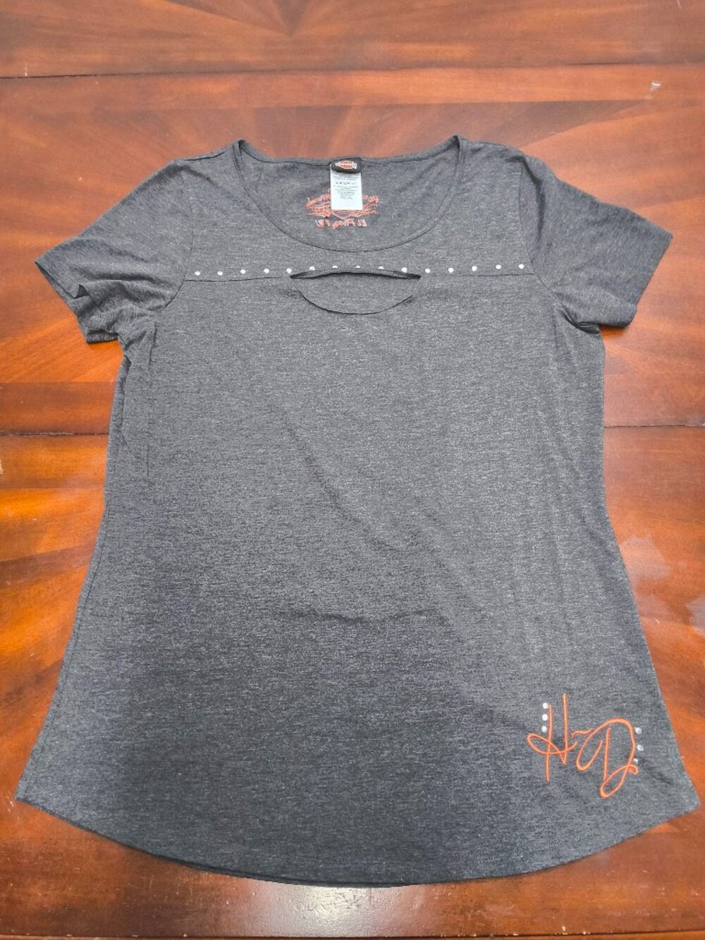 Harley-Davidson Womens XXL Gray Studded Keyhole Graphic T-Shirt El Paso TX GVP